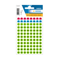 Herma 4129 1 t/m 160 etiketten ø 8 mm assorti kleuren (480 etiketten) 4129 230953