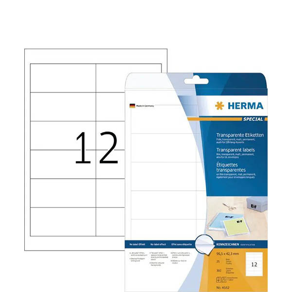 Herma 4682 transparante etiketten A4 mat 97 x 42,3 mm (300 etiketten) 230913 - 1