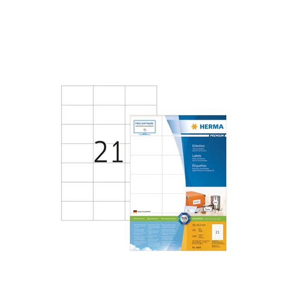 Herma Premium 4668 permanent hechtende etiketten A4 70 x 42,3 mm wit (2100 etiketten) 238469 - 1
