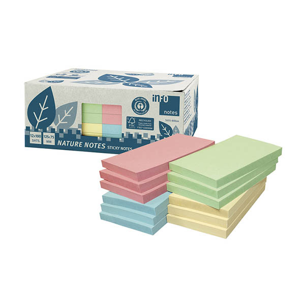 Info Notes zelfklevende notes assorti doos 125 x 75 mm (12 stuks) 303232 - 1