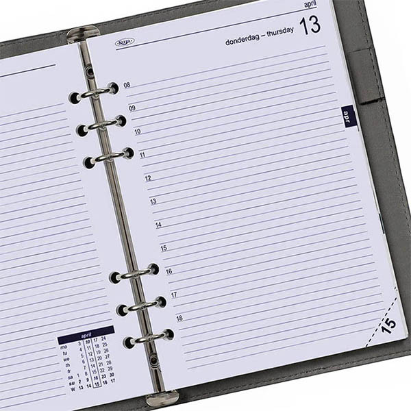 Kalpa A5 dagagenda met uurindeling 2027 navulling (1 dag per pagina) 2-talig 263558 - 2