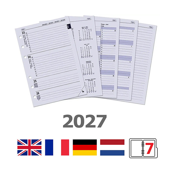 Kalpa A5 organizer met weekagenda met uurindeling nerf grijs (1 week per 2 pagina's) 4-talig 406160 - 8