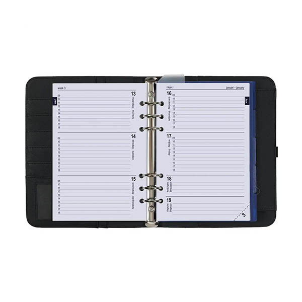 Kalpa A5 organizer met weekagenda met uurindeling nerf zwart (1 week per 2 pagina's) 2-talig 406190 - 6