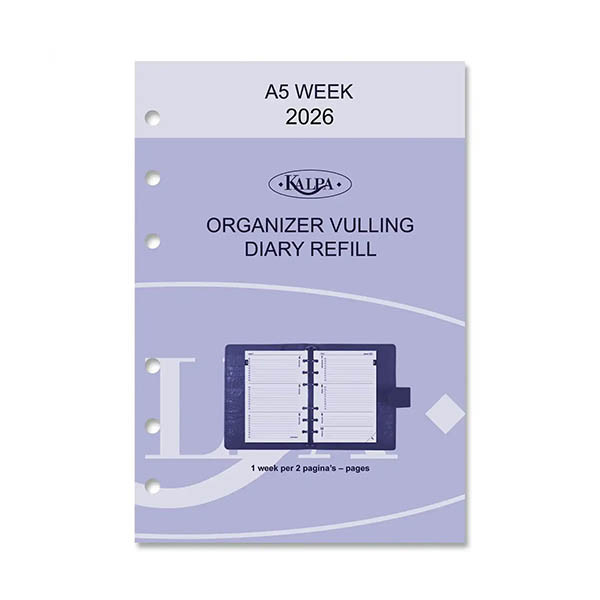 Kalpa A5 weekagenda met uurindeling 2026 navulling (1 week per 2 pagina) 2-talig 262559 - 2