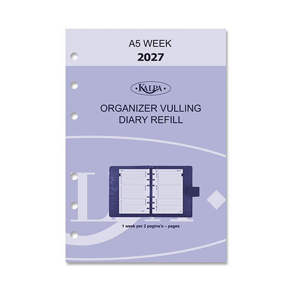 Kalpa A5 weekagenda met uurindeling 2027 jaardoos navulling (1 week per 2 pagina's) 2-talig 263560 - 2