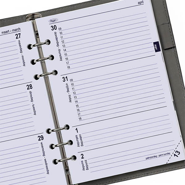 Kalpa A5 weekagenda met uurindeling 2027 navulling (1 week per 2 pagina's) 2-talig 263559 - 2