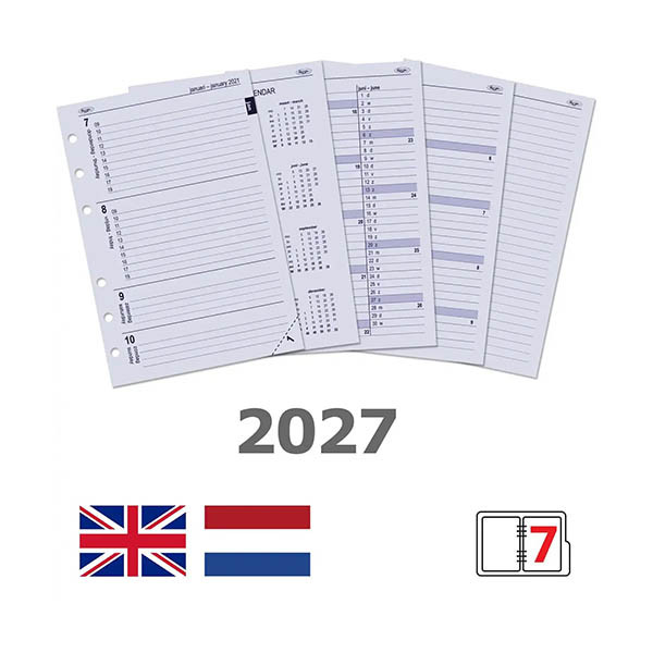 Kalpa A5 weekagenda met uurindeling 2027 navulling (1 week per 2 pagina's) 2-talig 263559 - 1