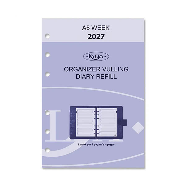 Kalpa A5 weekagenda met uurindeling 2027 navulling (1 week per 2 pagina's) 2-talig 263559 - 2