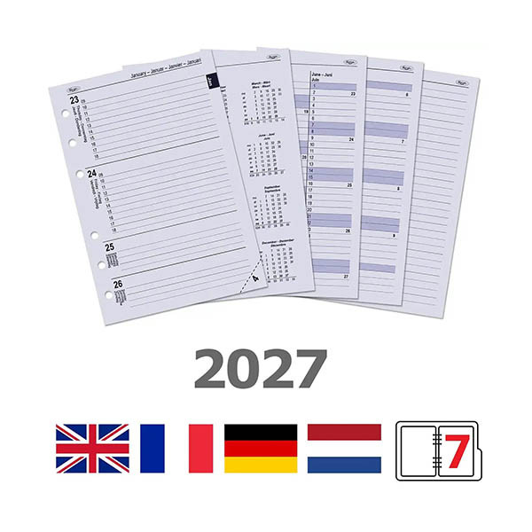Kalpa A5 weekagenda met uurindeling 2027 navulling (1 week per 2 pagina's) 4-talig 262596 - 1