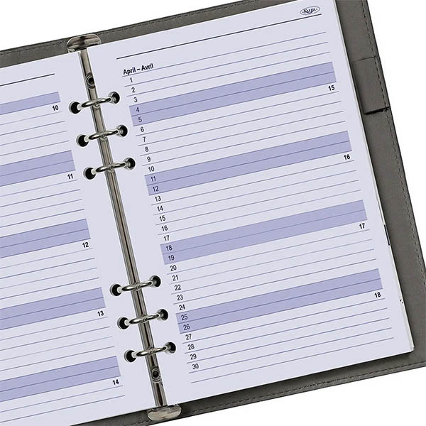 Kalpa A5 weekagenda met uurindeling 2027 navulling (1 week per 2 pagina's) 4-talig 262596 - 6