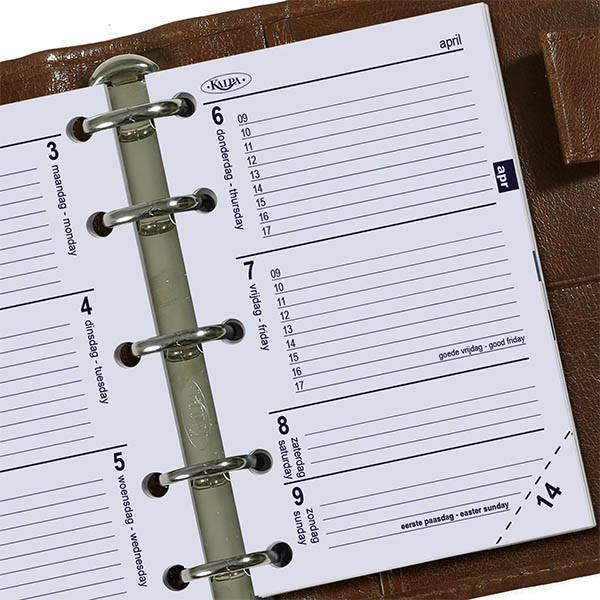 Kalpa Mini weekagenda met uurindeling 2027 navulling (1 week per 2 pagina's) 2-talig 263569 - 2