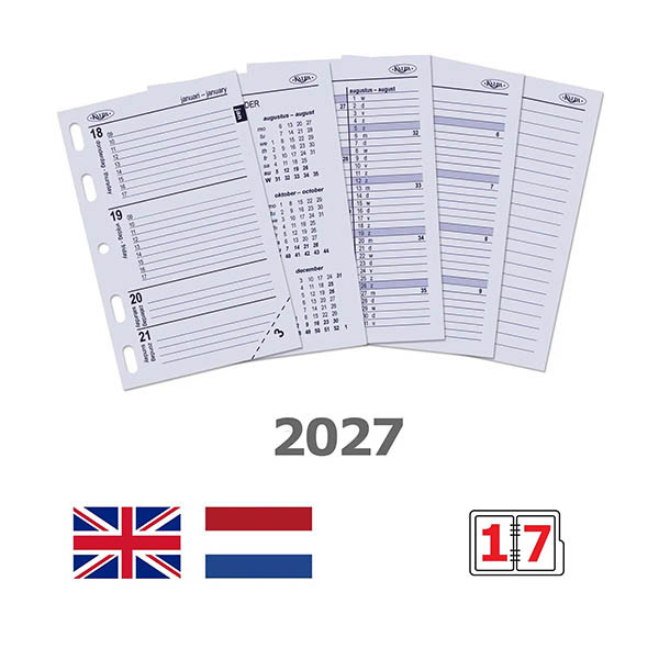 Kalpa Mini weekagenda met uurindeling 2027 navulling (1 week per 2 pagina's) 2-talig 263569 - 1
