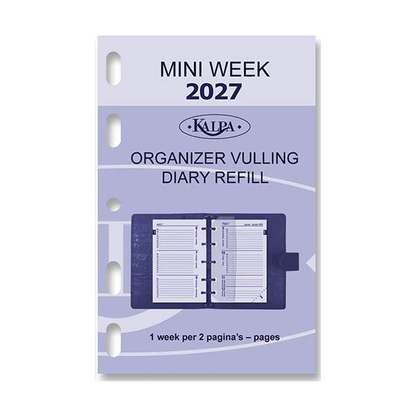 Kalpa Mini weekagenda met uurindeling 2027 navulling (1 week per 2 pagina's) 2-talig 263569 - 2