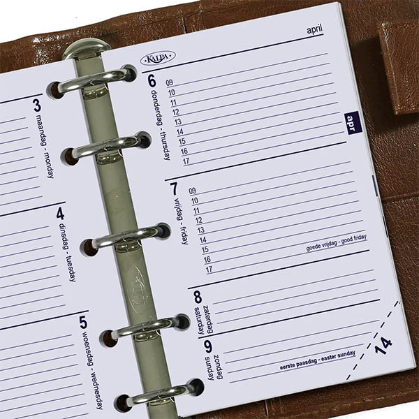 Kalpa Mini weekagenda met uurindeling 2027 navulling (1 week per 2 pagina's) 2-talig 263569 - 6