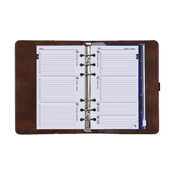 Kalpa Personal organizer met weekagenda met uurindeling kastanjebruin (1 week per 2 pagina's) 2-talig 406165 - 6
