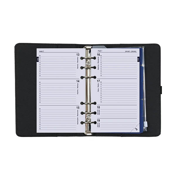 Kalpa Personal organizer met weekagenda met uurindeling nerf zwart (1 week per 2 pagina's) 2-talig 406194 - 6
