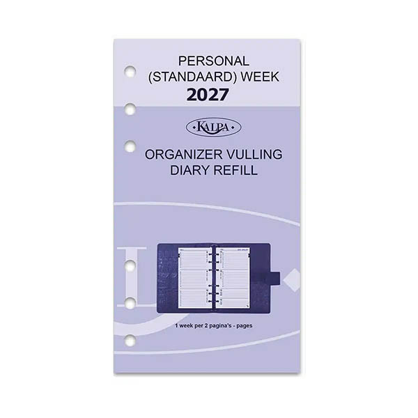Kalpa Personal weekagenda met uurindeling 2027 jaardoos navulling (1 week per 2 pagina's) 2-talig 263563 - 2