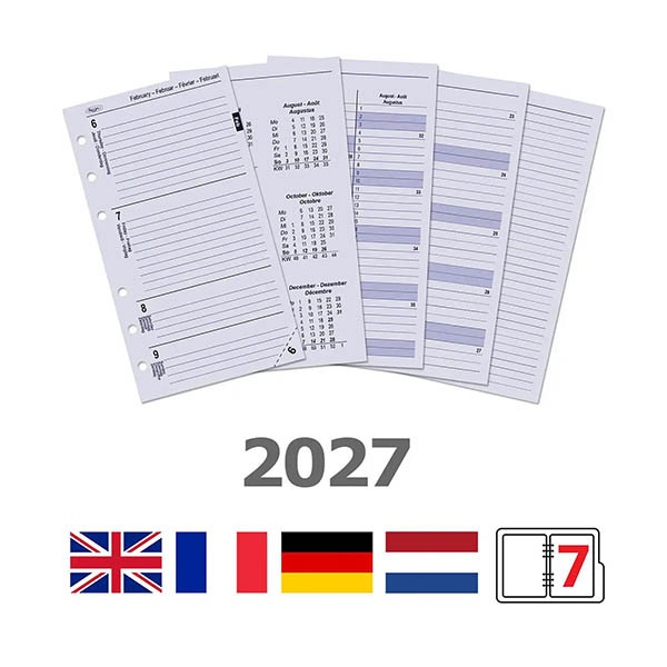 Kalpa Personal weekagenda met uurindeling 2027 navulling (1 week per 2 pagina's) 4-talig 262597 - 1