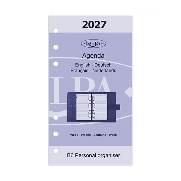 Kalpa Personal weekagenda met uurindeling 2027 navulling (1 week per 2 pagina's) 4-talig 262597 - 2