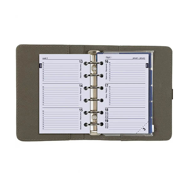 Kalpa Pocket organizer met weekagenda met uurindeling nerf grijs (1 week per 2 pagina's) 2-talig 406167 - 6