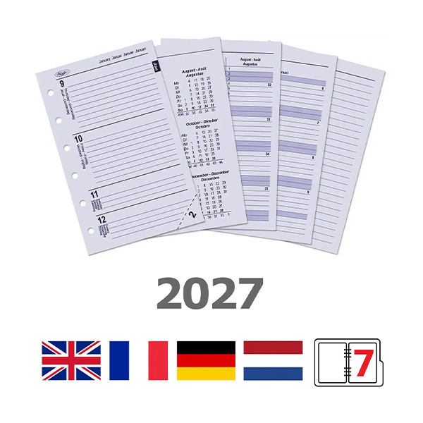 Kalpa Pocket organizer met weekagenda zwart leer (1 week per 2 pagina's) 4-talig 262595 - 6