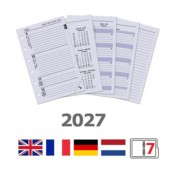 Kalpa Pocket weekagenda met uurindeling 2027 navulling (1 week per 2 pagina's) 4-talig 262598 - 1