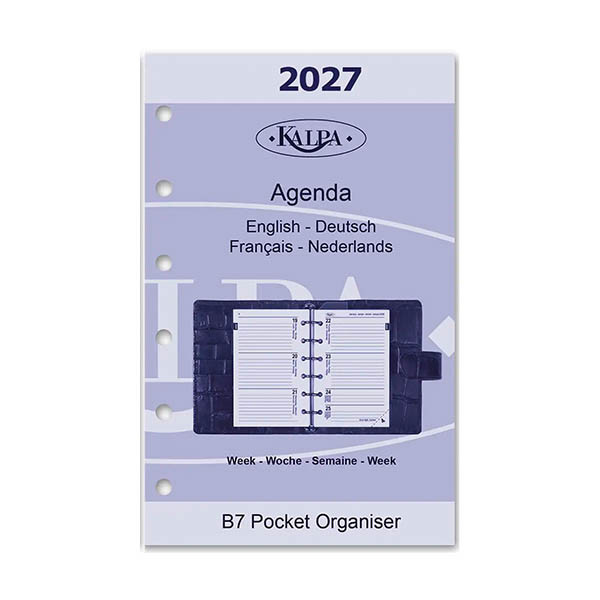 Kalpa Pocket weekagenda met uurindeling 2027 navulling (1 week per 2 pagina's) 4-talig 262598 - 2