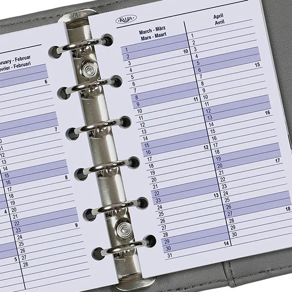 Kalpa Pocket weekagenda met uurindeling 2027 navulling (1 week per 2 pagina's) 4-talig 262598 - 4