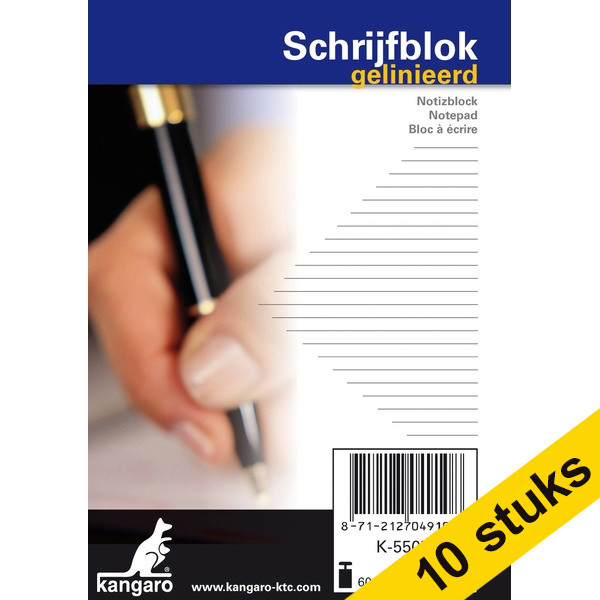Aanbieding: 10x Kangaro cursusblok A7 gelinieerd 60 grams 100 vellen 056758 - 1