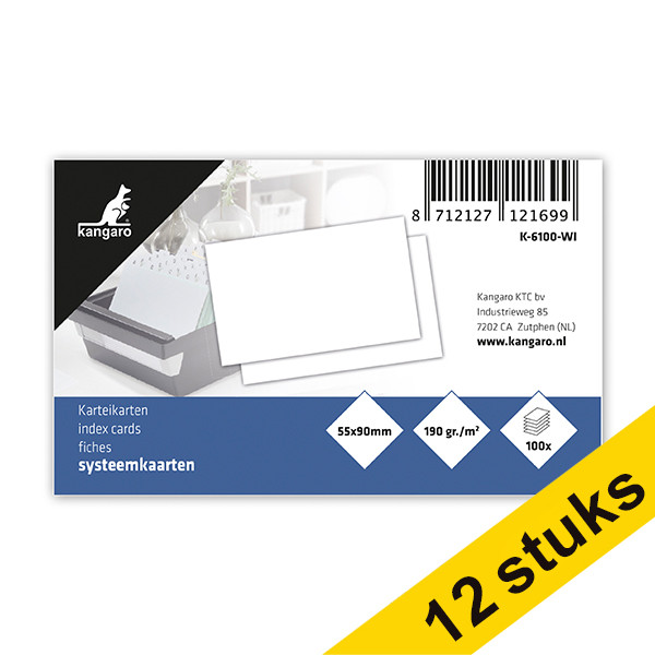 Aanbieding: 12x Kangaro systeemkaart blanco 90 x 55 mm (100 stuks) 056782 - 1