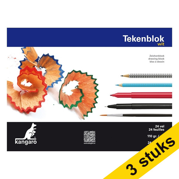 Aanbieding: 3x Kangaro schetsboek 24 x 32 cm 110 g/m² (24 vellen) 056691 - 1