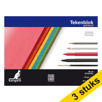 Aanbieding: 3x Kangaro schetsboek 34,5 x 24 cm 110 g/m² gekleurd (20 vellen)