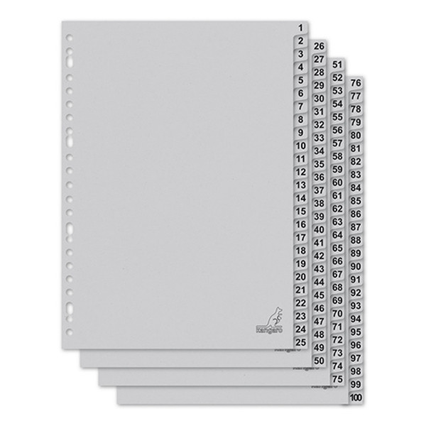 Kangaro ECO kartonnen tabbladen A4 met 100 tabs (23-gaats) K4100CM 056791 - 1