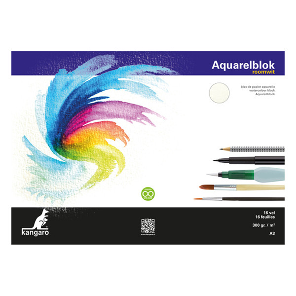 Kangaro aquarelpapier 300 g/m² A3 roomwit (16 vellen) K-5303 206998 - 1