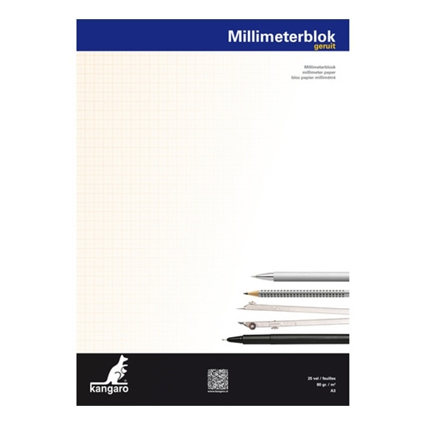 Kangaro millimeterpapier A3 25 vel (80 g/m2) K-5595 205496 - 1