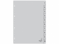 Kangaro plastic tabbladen A4 grijs met 10 tabs (23-gaats) G410CM 205472
