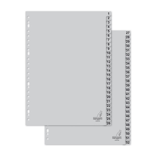 Kangaro plastic tabbladen A4 grijs met 52 tabs (23-gaats) G452CM 206780 - 1