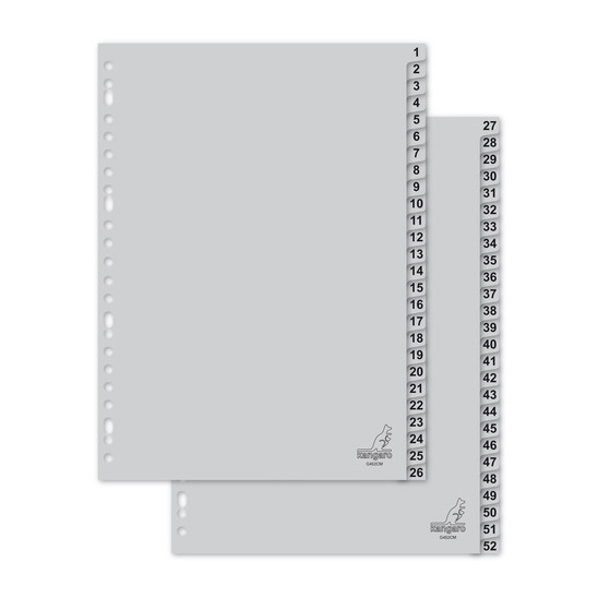 Kangaro plastic tabbladen A4 grijs met 52 tabs (23-gaats) G452CM 206780 - 1