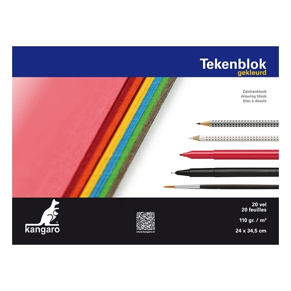 Kangaro schetsboek 34,5 x 24 cm 110 g/m² gekleurd (20 vellen) K-5588 205491 - 1