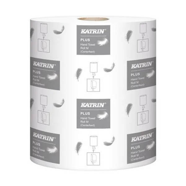 Katrin PLUS M2 Centerfeed handdoekrollen met huls 2-laags 171m hoogwit (6 stuks) SKA06133 - 1