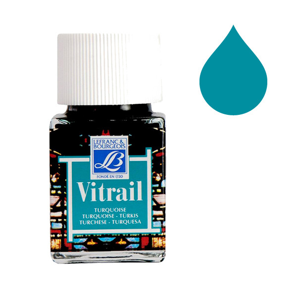 Lefranc Bourgeois Vitrail glas & porseleinverf 050 turquoise blue (50 ml) 210228 405095 - 1