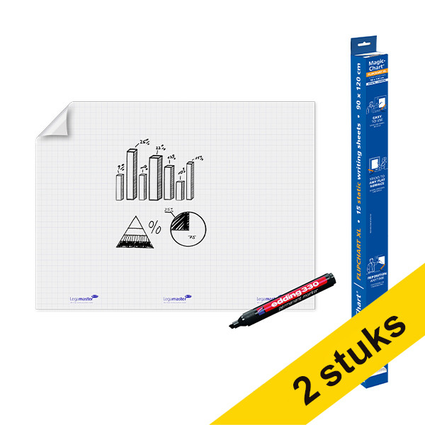 Aanbieding: 2x Legamaster Magic-Chart XL flipchart folie 90 x 120 cm (15 vellen) 261997 - 1