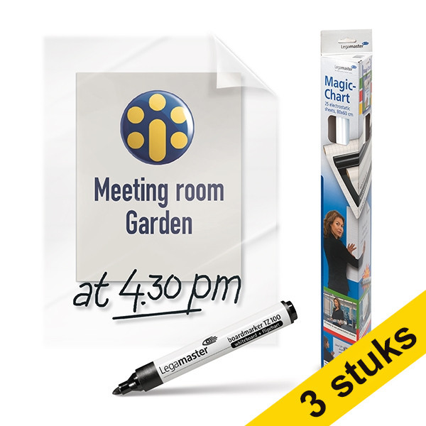 Aanbieding: 3x Legamaster Magic-Chart clearboard 60 x 80 cm (25 vellen) 261998 - 1