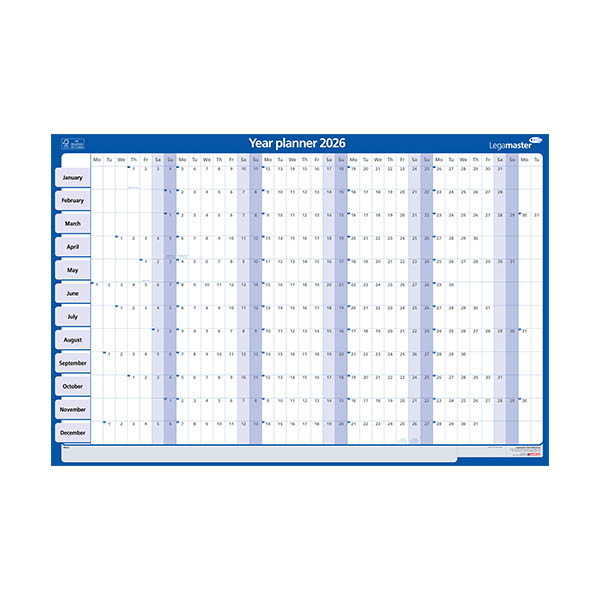 Legamaster jaarplanner 2026 horizontaal 60 x 90 cm EN 262555 - 1