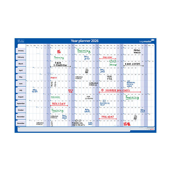 Legamaster jaarplanner 2026 horizontaal 60 x 90 cm EN 262555 - 2