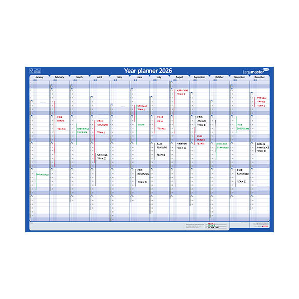 Legamaster jaarplanner 2026 verticaal 60 x 90 cm EN 262556 - 2