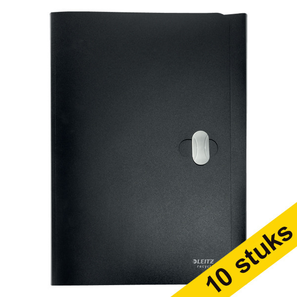 Aanbieding: 10x Leitz Recycle 3-klepsmap A4 met sluiting zwart 280025 - 1