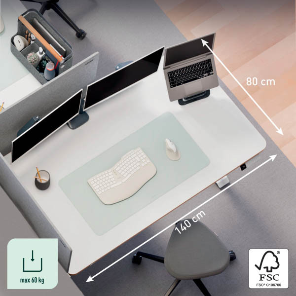 Leitz Ergo elektrisch zit-sta bureau 140 x 80 cm wit 243786 - 2