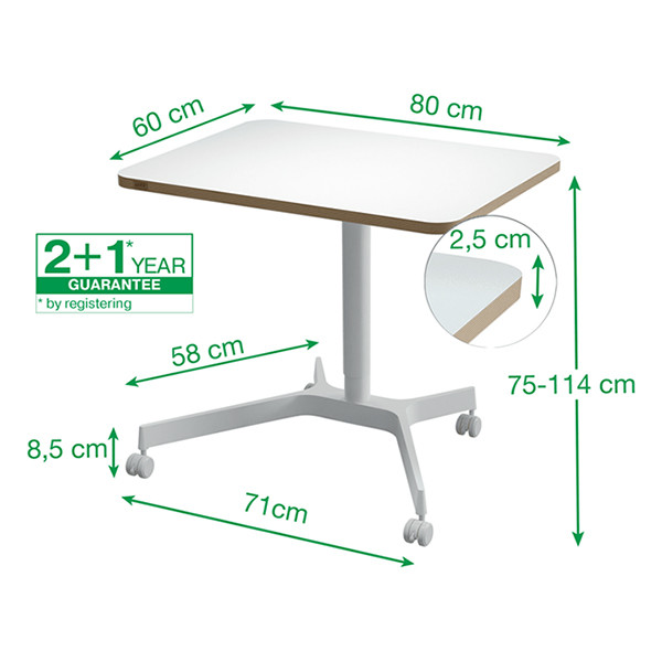 Leitz Ergo mobiel zit-sta bureau wit 80 x 60 cm 65360001 202548 - 6