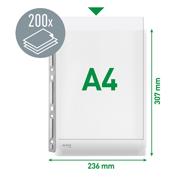 Leitz Premium geperforeerd hoesje A4 4-gaats 130 micron (100 stuks) 47800003 211488 - 4